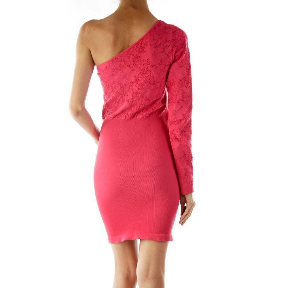 BCBGeneration Pink One-Shoulder Bodycon Cocktail Dress - Picture 2 of 3